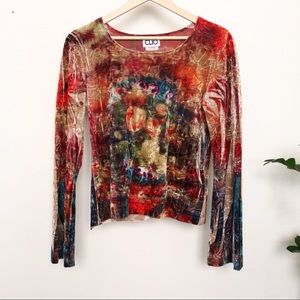 Vintage 90s Psychedelic Flare Sleeve Top